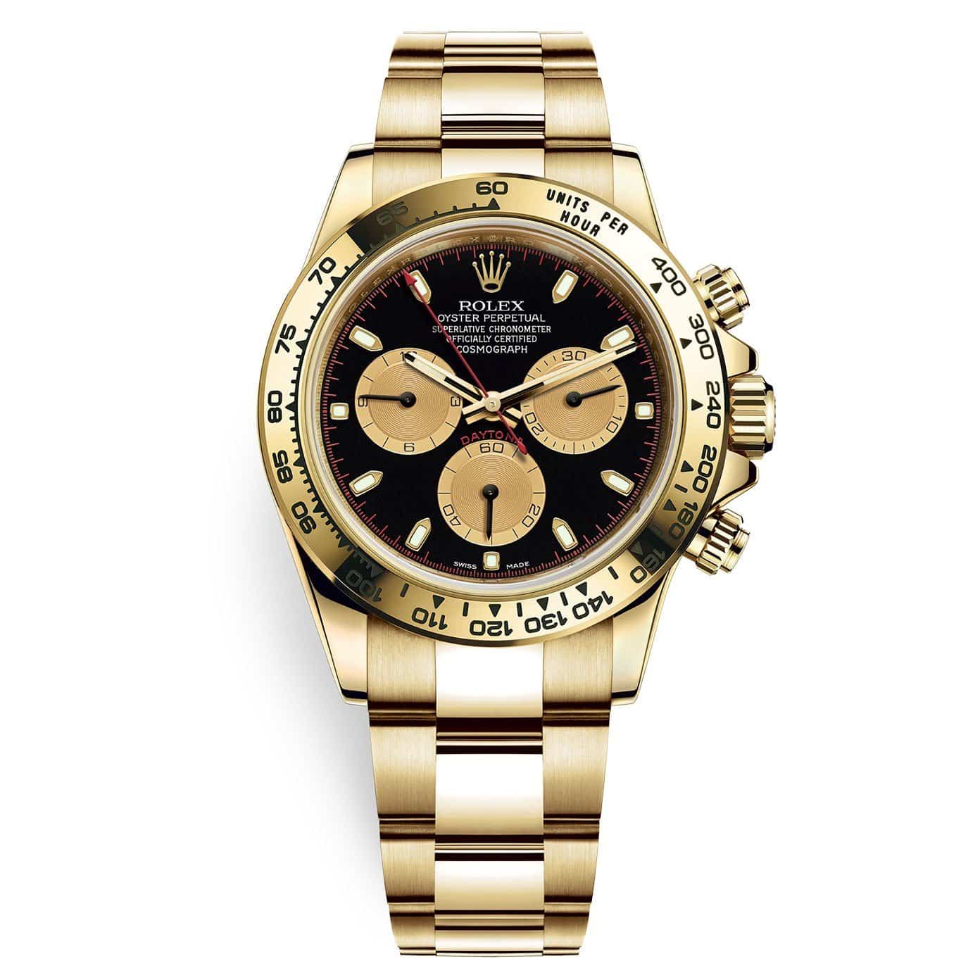 116508by.jpg Rolex Cosmograph Daytona 116508-0009 Black Champagne Index Oyster Yellow Gold Mens Watch - Image 1