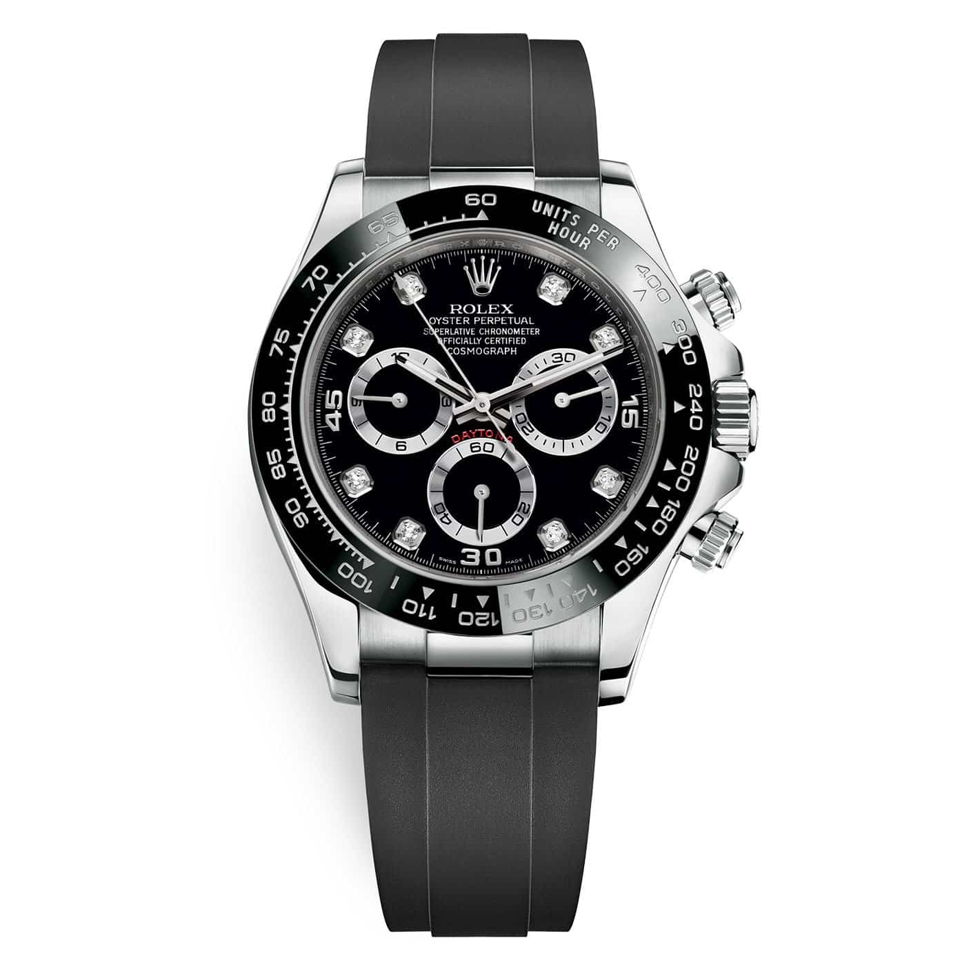 116519LNBD.jpg Rolex Cosmograph Daytona 116519LN Black Diamond Dial Oysterflex White Gold Mens Watch - Image 1