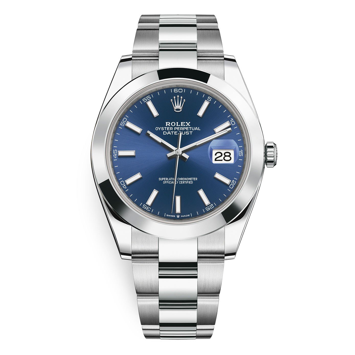 126300bso.jpg Rolex 126300-0001 Datejust 41 Smooth Bezel Blue Index Dial Oyster Bracelet Watch - Image 1