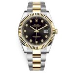Rolex Datejust 126333-0005 Black Diamond Oyster 41mm Steel and Yellow Gold Mens Watch