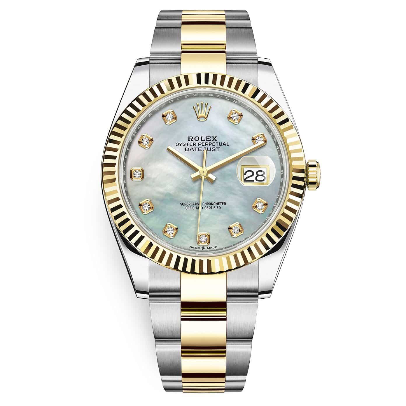 126333-0017.jpg Rolex Datejust 126333 White MOP Diamond Oyster 41mm Steel and Yellow Gold Mens Watch - Image 1
