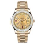 Rolex 218398BR Day-date II Yellow Gold President Diamond Bezel