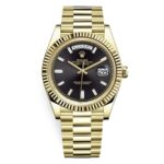 Rolex 228238-0004 Day-Date Black Baguette 40mm Yellow Gold Mens Watch