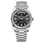 Rolex Day-Date 228239-0005 Black Baguette Dial 40mm White Gold