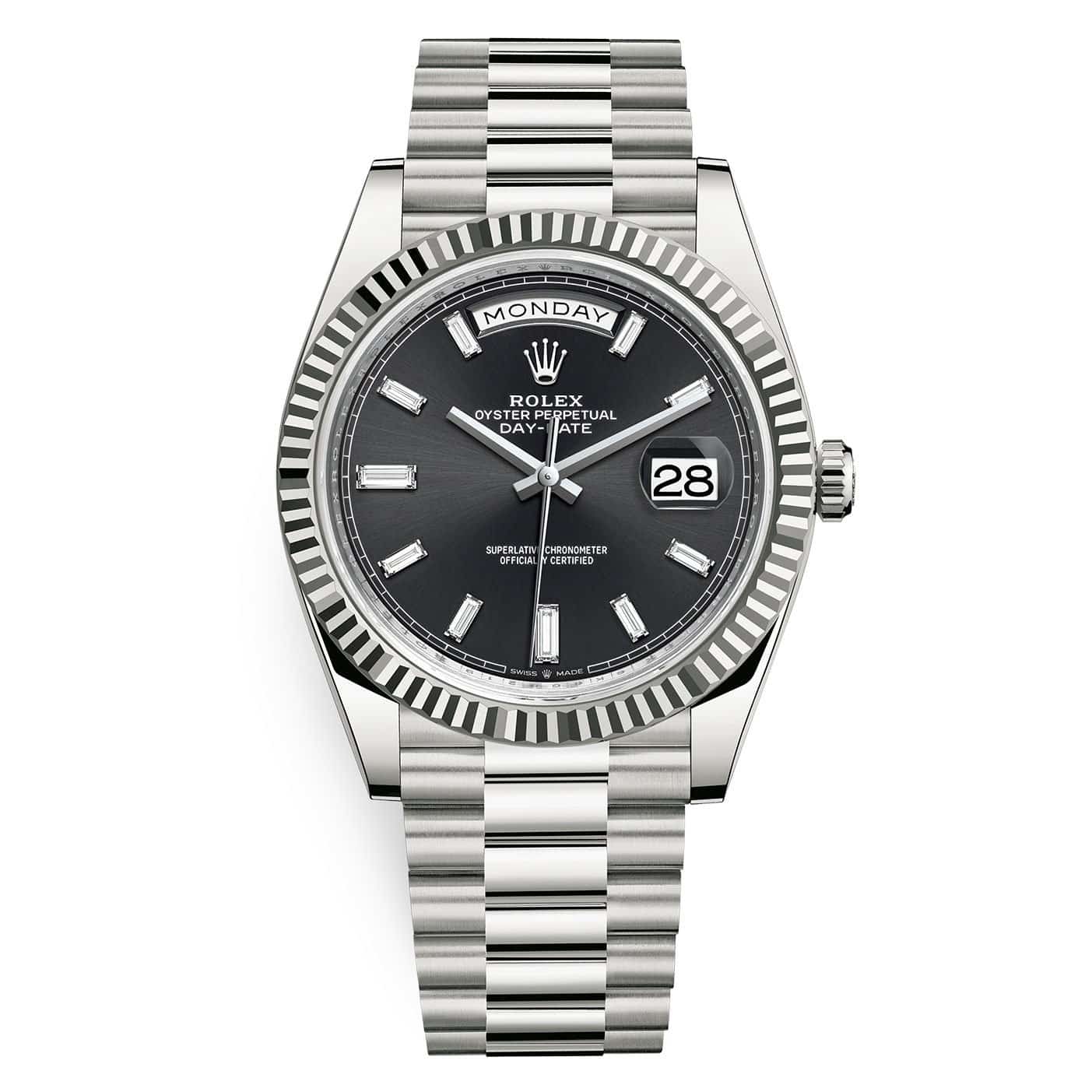 228239-0005.jpg Rolex Day-Date 228239-0005 Black Baguette Dial 40mm White Gold - Image 1