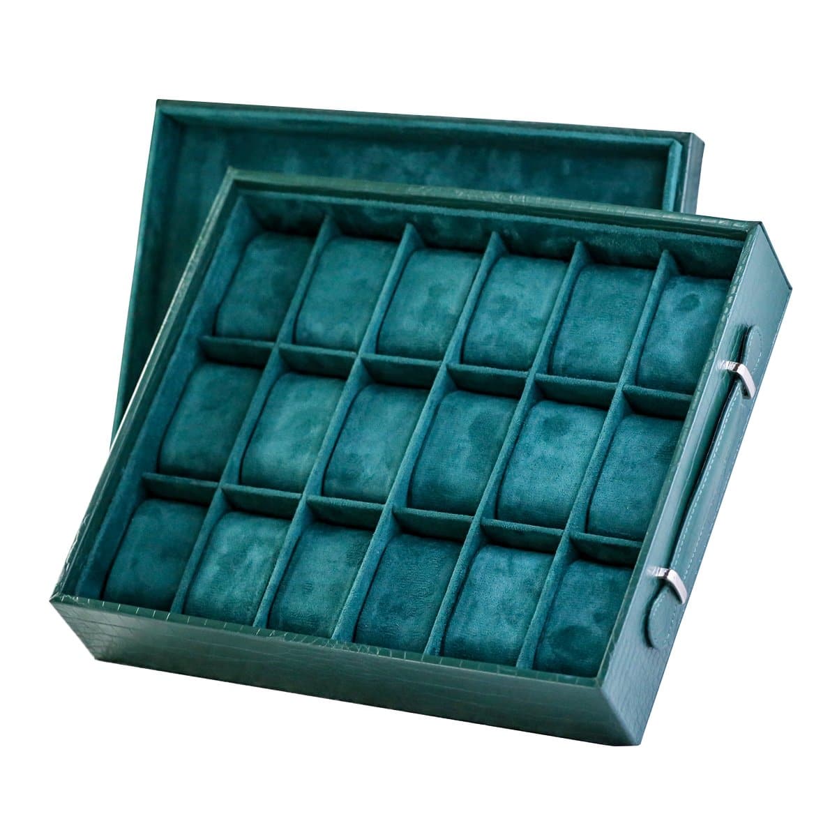 32-1.jpg High-End 18-Piece Watch Green Box/Tray with Top Watch Storage - Image 1