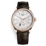 Rolex Cellini 50525 Silver Dial Leather Strap Dual Time 39mm Men’s Watch