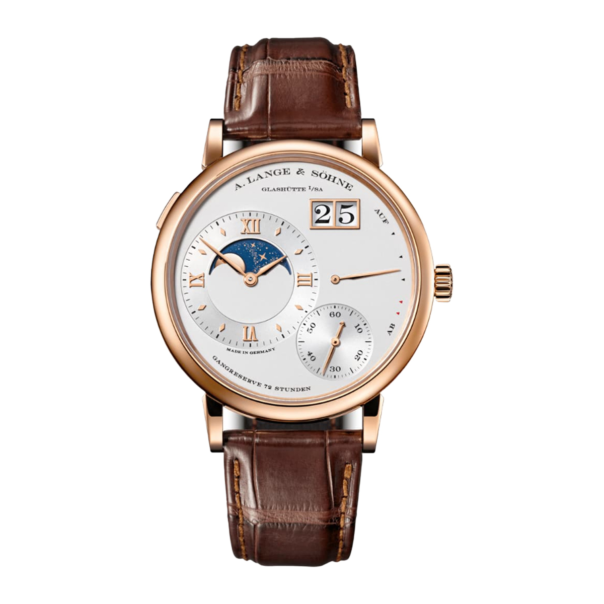 A-Lange-Sohne-139.032-1.jpg A. Lange & Sohne 139.032 Grand Lange 1 Moon Phase Rose Gold Silver Dial 41mm - Image 1