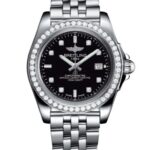 Breitling A71330531B1A1 Ladies Galactic 32 Sleek 32mm Stainless Steel and Diamond Set Trophy Black Dial