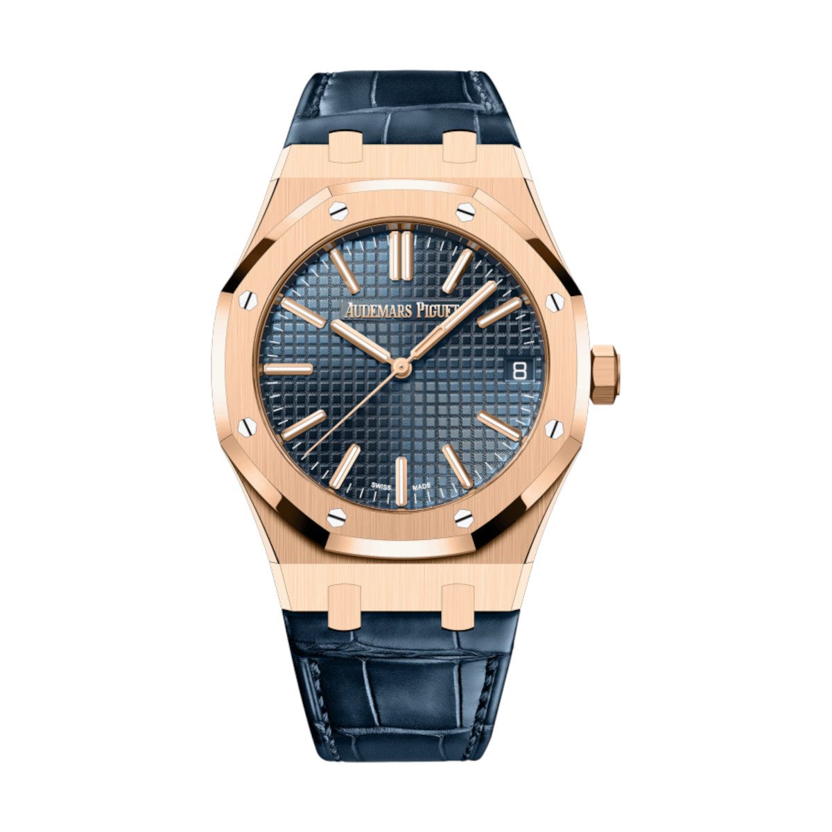 AP-15510OR.OO_.D315CR.02-blue-bluealligator.jpg Audemars Piguet 15510OR.OO.D315CR.02 Royal Oak Blue Dial Blue Alligator Strap - Image 1