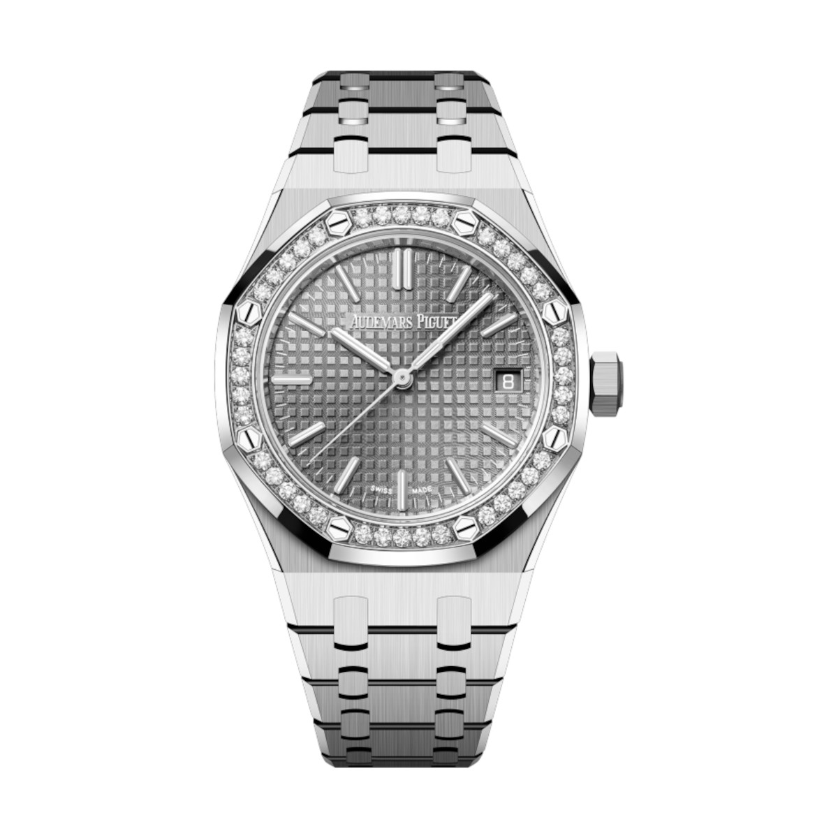 AP-15551ST.ZZ_.1356ST.06-grey-ss.jpg Audemars Piguet 15551ST.ZZ.1356ST.06 Royal Oak Grey Dial Stainless Steel Bracelet - Image 1