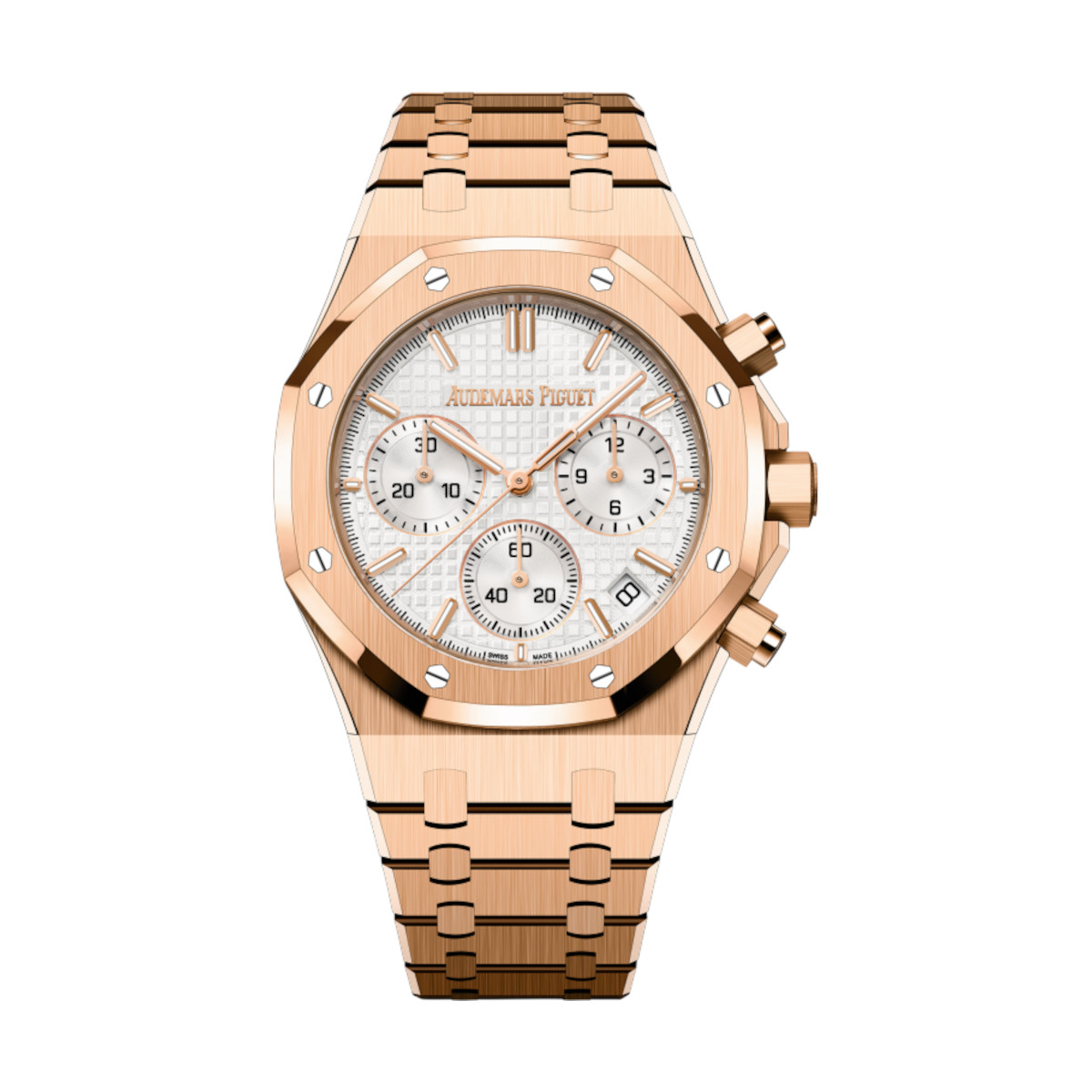 AP-26240OR.OO_.1320OR.07-silver-pinkgold.jpg Audemars Piguet 26240OR.OO.1320OR.07 Royal Oak Silver-Toned Dial Pink Gold Bracelet Watch - Image 1