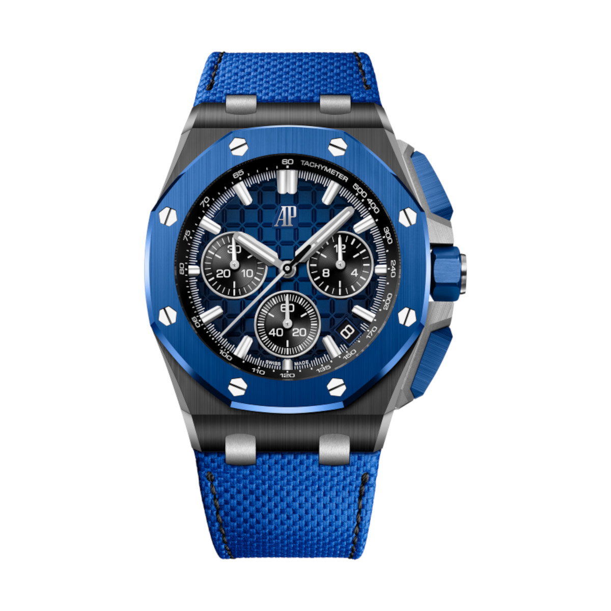 AP-26420CE.OO_.A043VE.01-blue-bluecalfskin.jpg Audemars Piguet 26420CE.OO.A043VE.01 Royal Oak Offshore Blue Dial Blue Calfskin Strap - Image 1