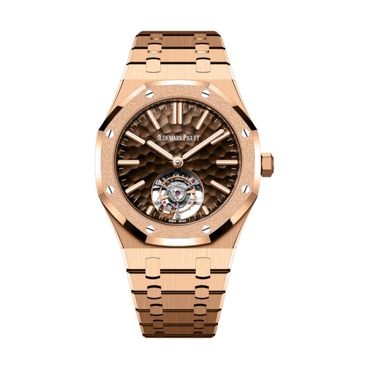 AP-26730OR.GG_.1320OR.01-brown-pinkgold.jpg Audemars Piguet 26730OR.GG.1320OR.01 Royal Oak Brown Dial Pink Gold Bracelet Watch - Image 1