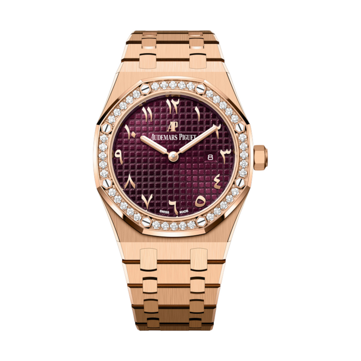 AP-67651OR.ZZ_.1261OR.06-burgundy-pinkgold.jpg Audemars Piguet 67651OR.ZZ.1261OR.06 Royal Oak Burgundy Dial Pink Gold Bracelet - Image 1
