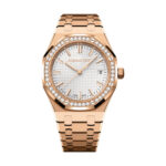 Audemars Piguet 77451OR.ZZ.1361OR.03 Royal Oak Silver-Toned Dial Pink Gold Bracelet