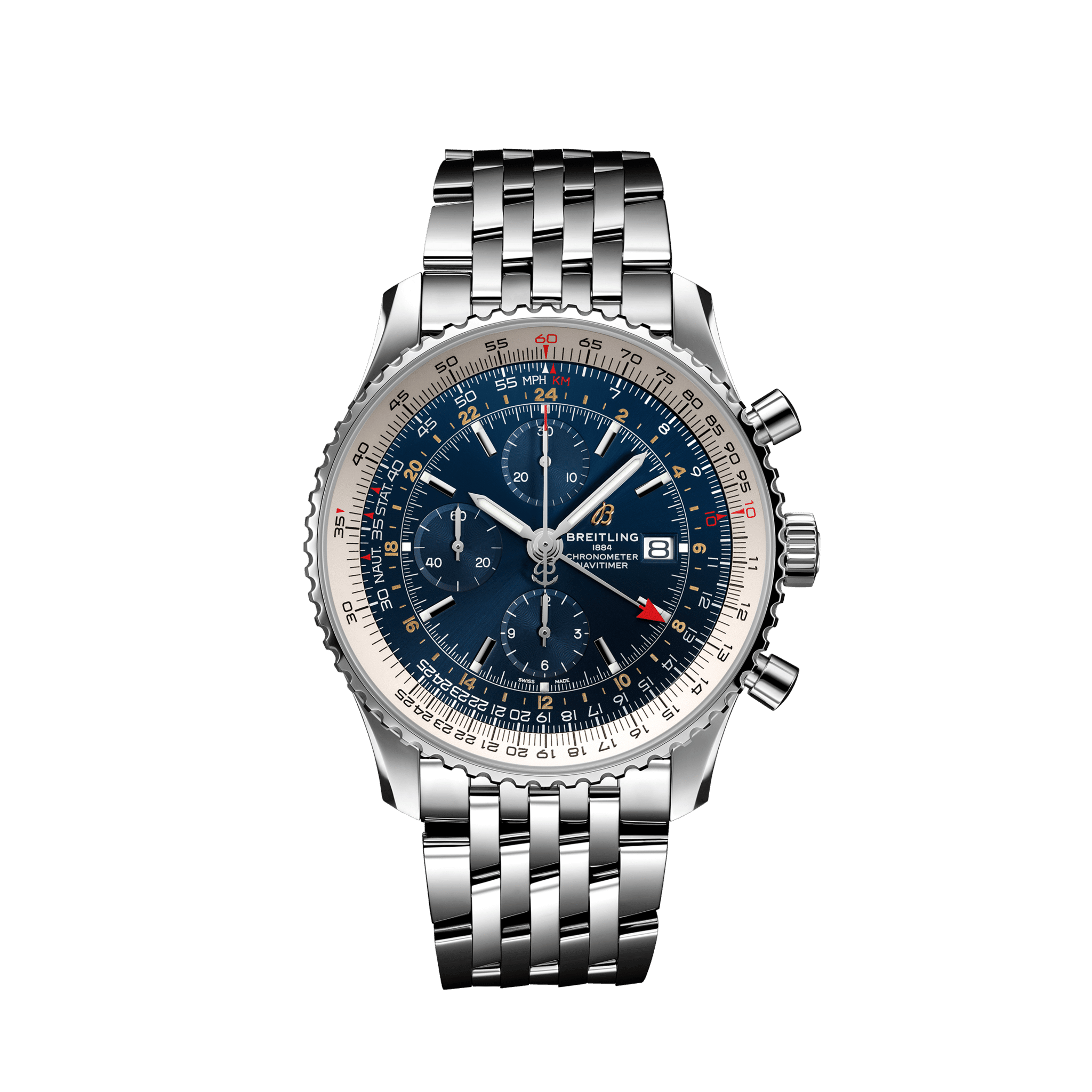 Breitling-a24322121c2a1-.png Breitling A24322121C2A1 Navitimer Blue dial Chronograph GMT 46 - Image 1