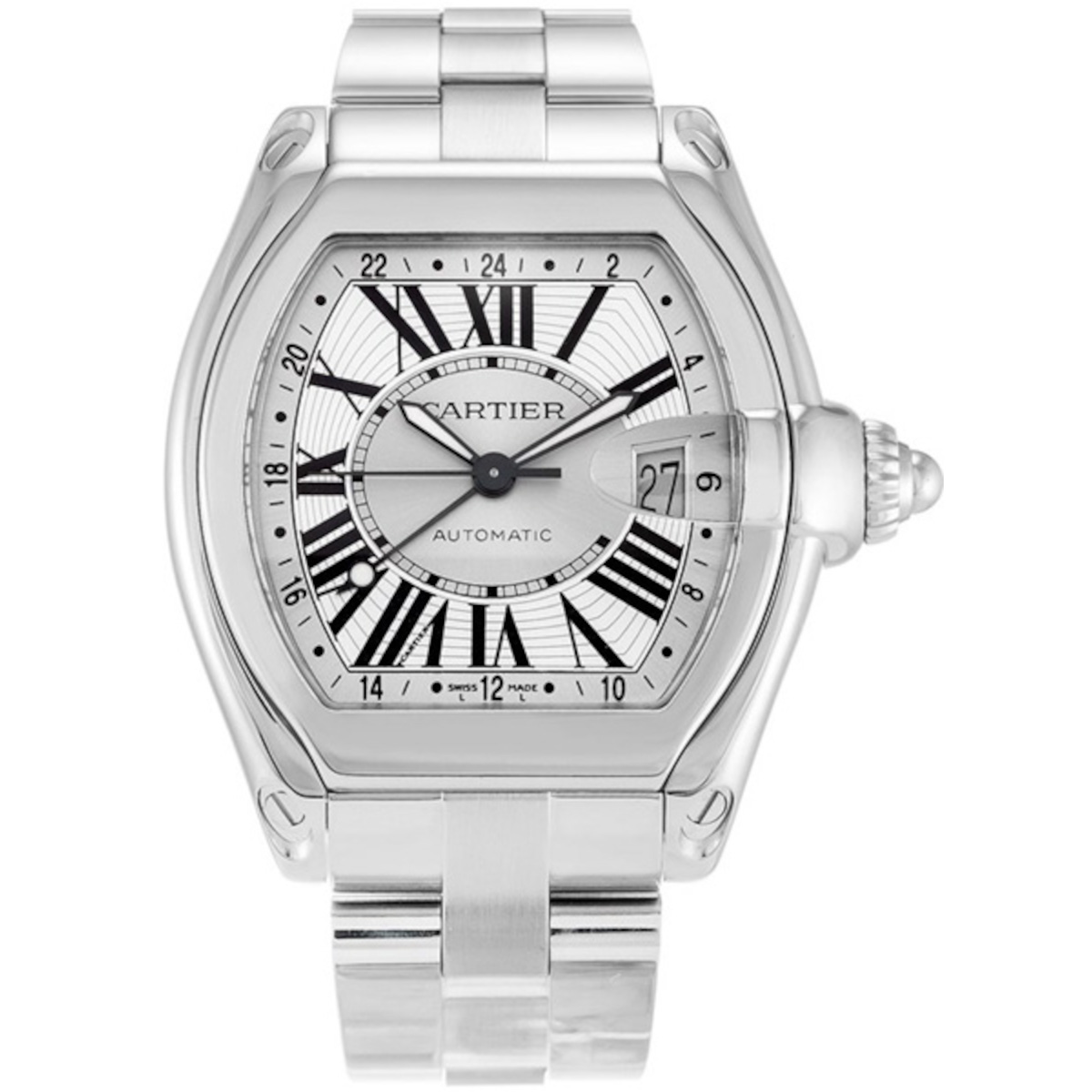 Cartier-Roadster-W62032X6-Silver-Sunray-Effect-Dial-Steel-Bracelet-Watch.jpg Cartier Roadster W62032X6 Silver Sunray-Effect Dial Steel Bracelet Watch - Image 1