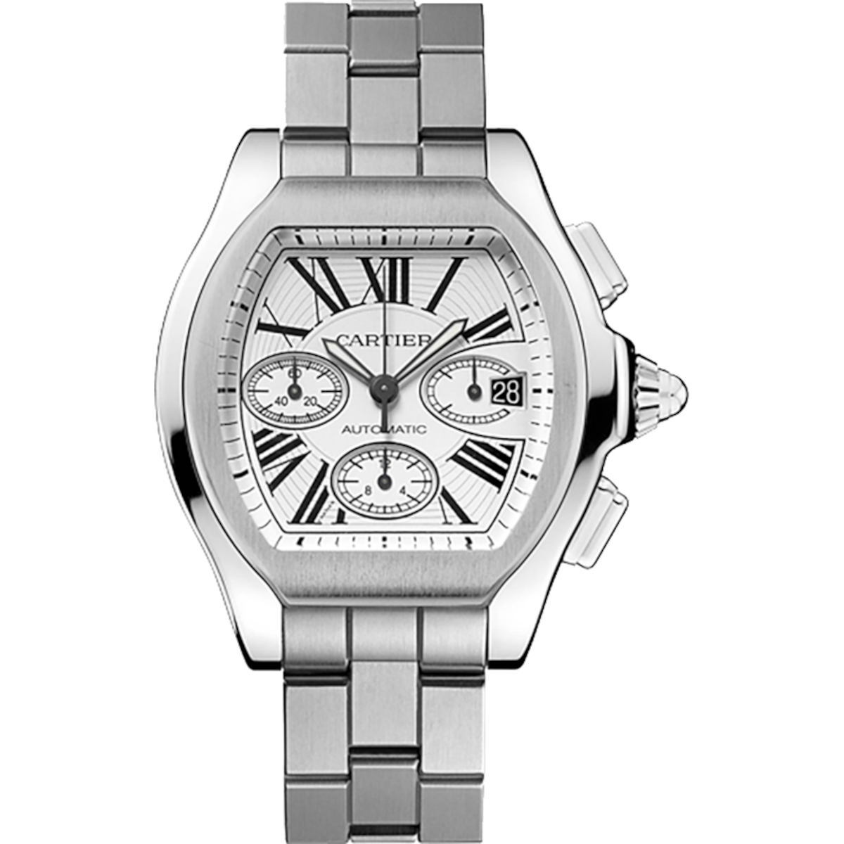 Cartier-Roadster-W6206019-Silver-Dial-Steel-Bracelet-Watch.jpg Cartier Roadster W6206019 Silver Dial Steel Bracelet Watch - Image 1