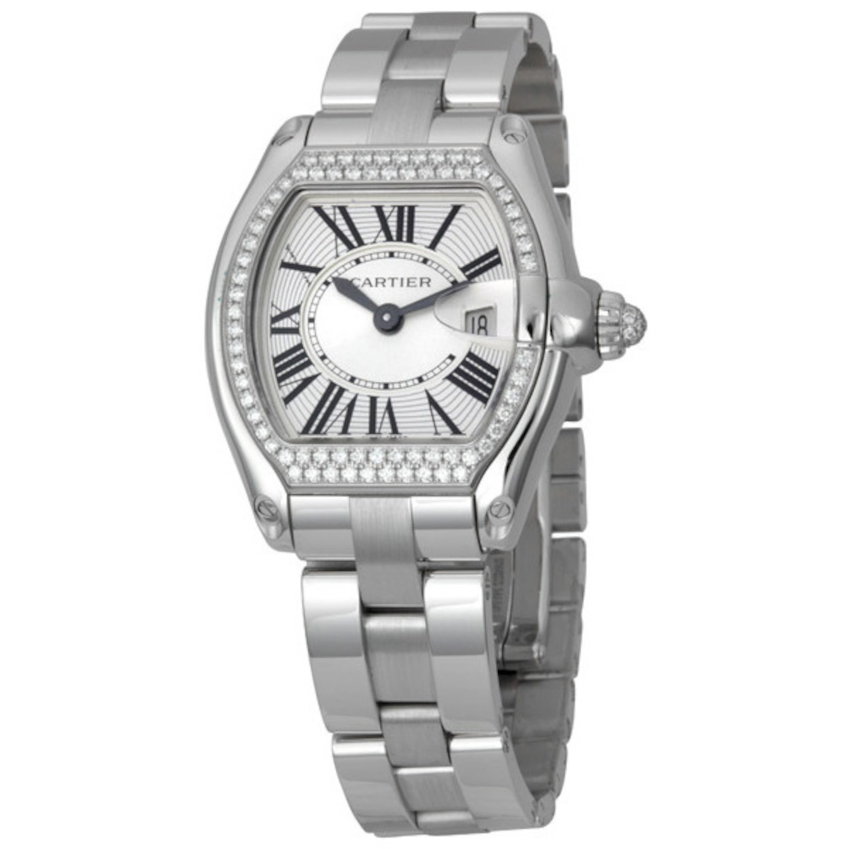 Cartier-Roadster-WE5002X2-Silver-Dial-Diamond-Bezel-White-Gold-Bracelet-Watch.jpg Cartier Roadster WE5002X2 Silver Dial Diamond Bezel White Gold Bracelet Watch - Image 1