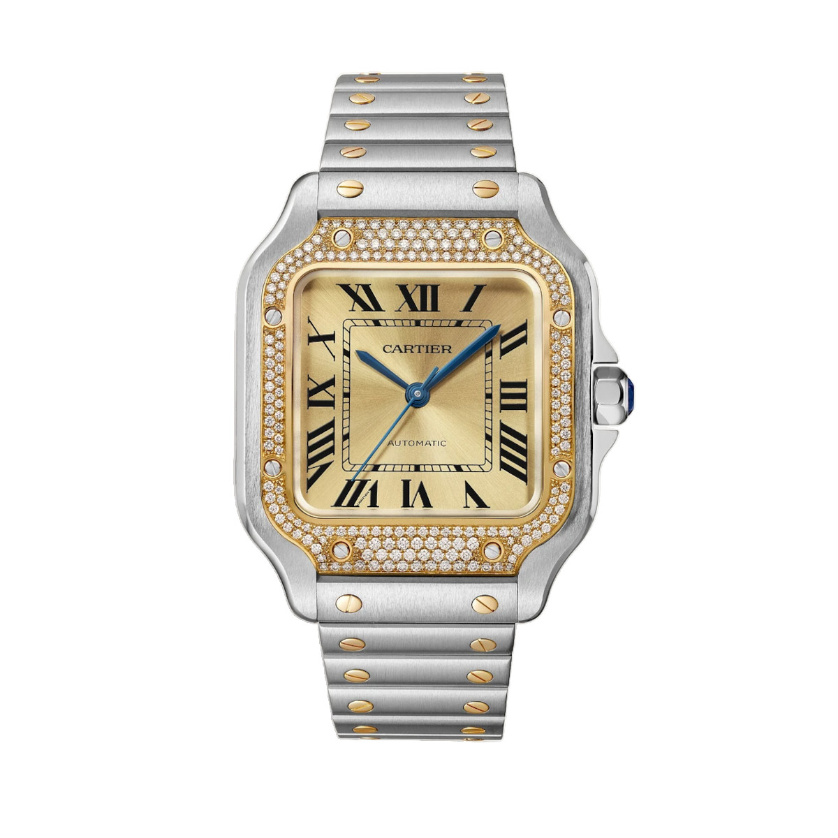 Cartier-W3SA0007-Santos-de-Cartier-Golden-Sunray-Dial-Watch-wb.jpg Cartier W3SA0007 Santos de Cartier Golden Sunray Dial Medium - Image 1