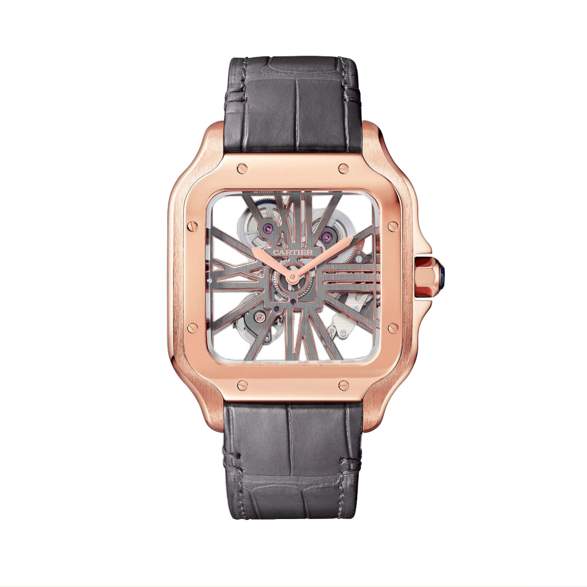 Cartier-WHSA0018-Santos-de-Cartier-Rose-Gold-Skeleton-Dial-Watch-wb.jpg Cartier WHSA0018 Santos de Cartier Rose Gold Skeleton Dial Large - Image 1