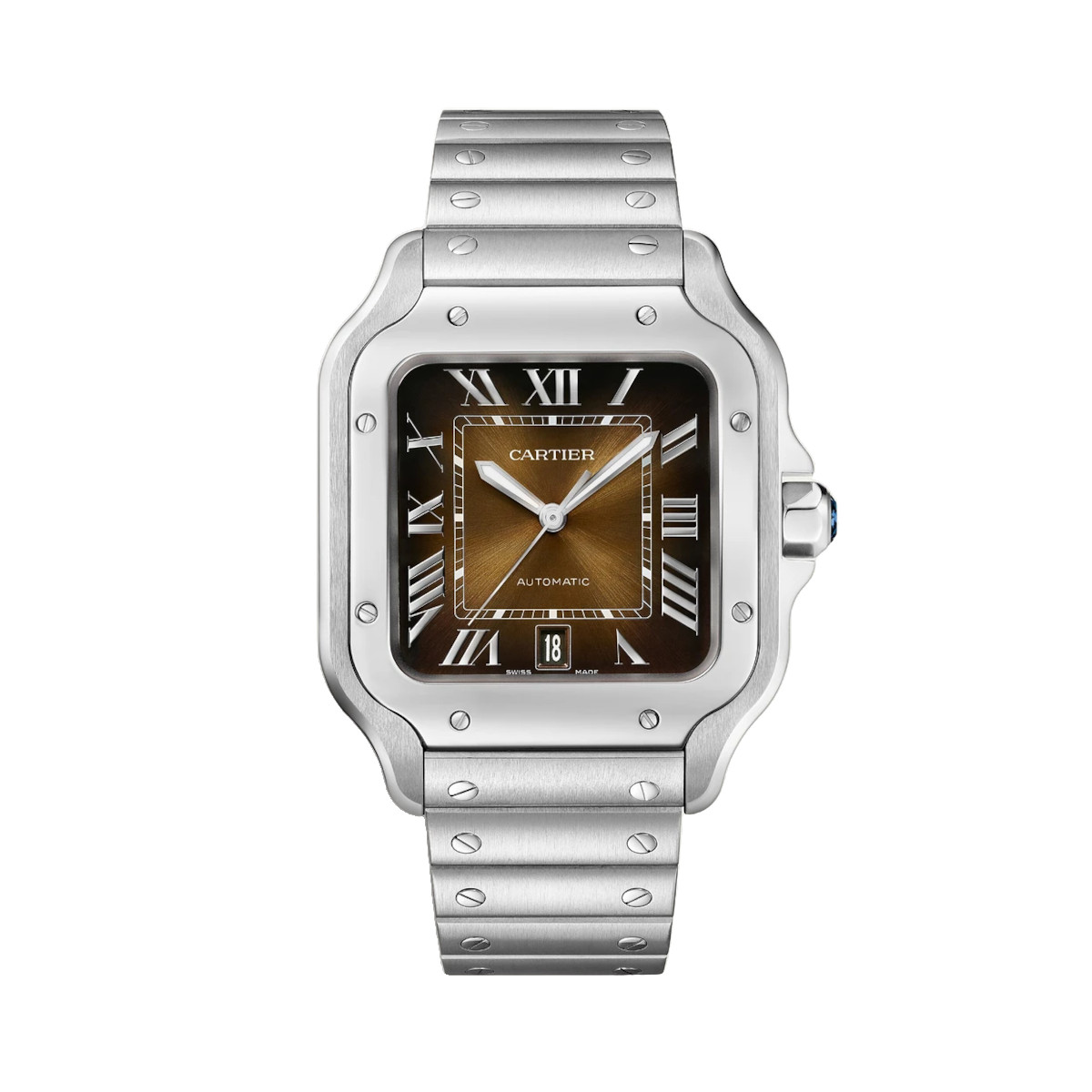 Cartier-WSSA0064-Santos-de-Cartier-Gradated-Brown-Dial-Watch-wb.jpg Cartier WSSA0064 Santos de Cartier Graduated Brown Dial Large - Image 1