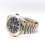 Rolex Day-Date II 218239 41mm Black Diamond Fluted Bezel White Gold Watch - Image 2