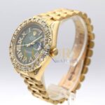 Rolex 18038 Day-Date 18k Yellow Gold Green Roman Dial Aftermarket Diamond Bezel Watch - Image 2