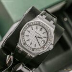 Audemars Piguet 67540SK.ZZ.A010CA.01 Royal Oak Offshore Quartz 37mm White Stick Dial Diamond Bezel Watch - Image 2
