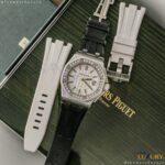 Audemars Piguet 67540SK.ZZ.A010CA.01 Royal Oak Offshore Quartz 37mm White Stick Dial Diamond Bezel Watch - Image 3