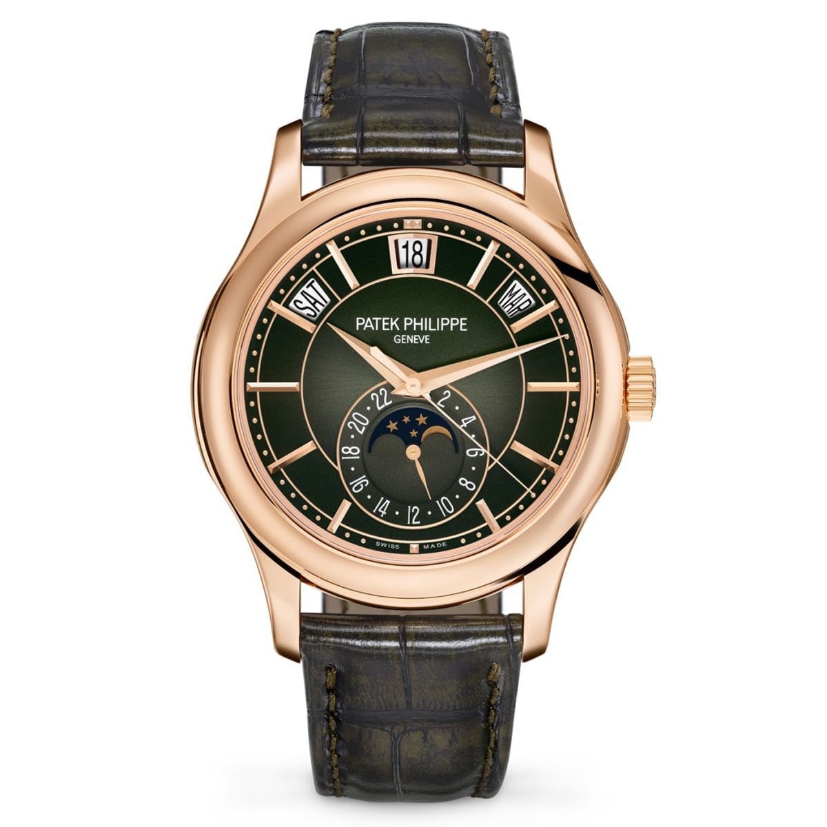 Patek-Philippe-5205R-011.jpg Patek Philippe 5205R-011 Complications Self-Winding 40mm Olive Green Sunburst Dial Watch - Image 1