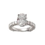 4.51 tcw Oval and Round Cut Natural Diamonds Engagement Ring Set in Platinum