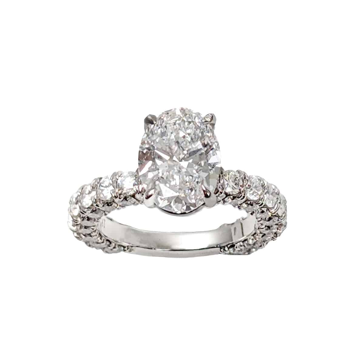 Platinum-engagement-ring-11.jpg 4.51 tcw Oval and Round Cut Natural Diamonds Engagement Ring Set in Platinum - Image 1