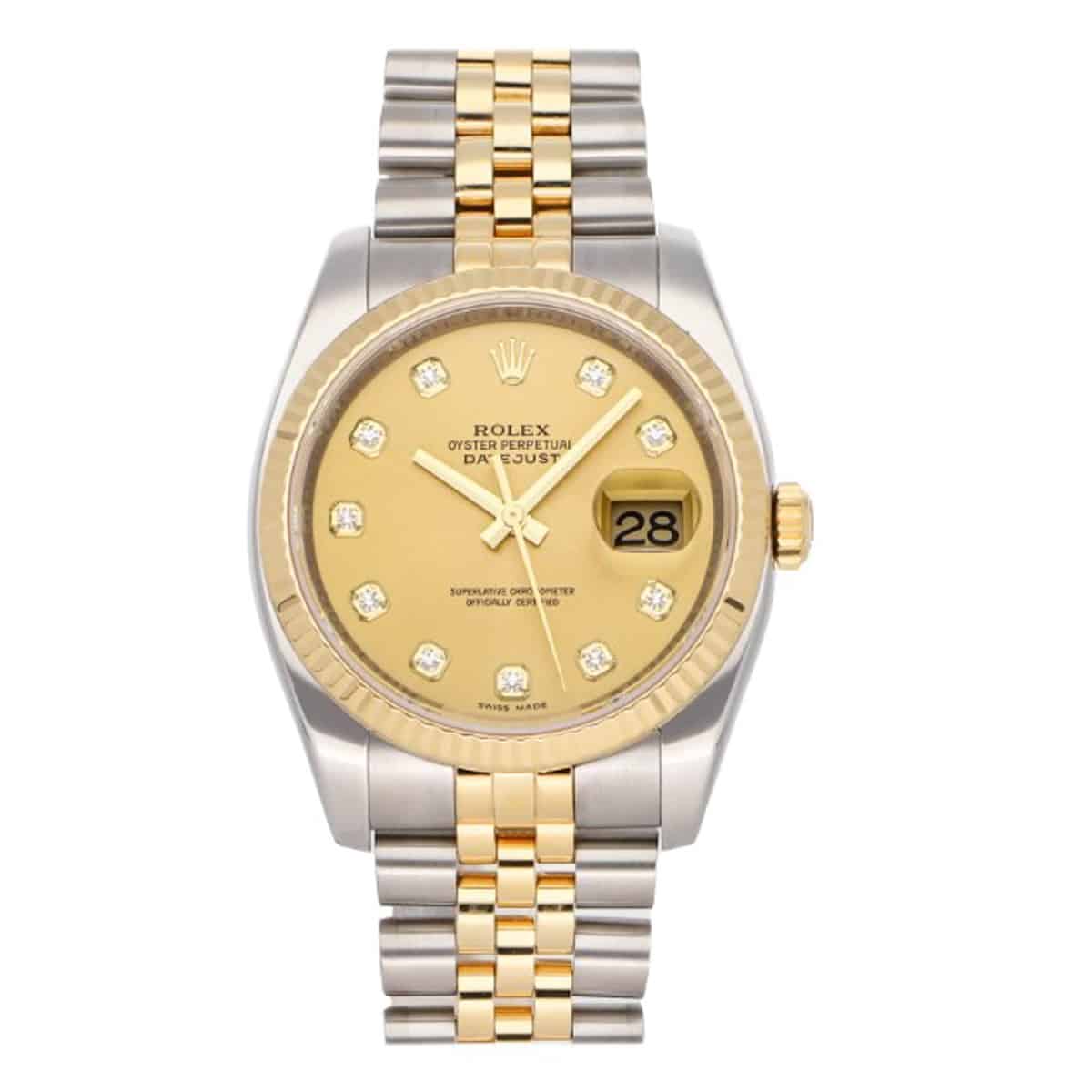 Rolex-116233-champ-diam-jub.jpg Rolex Datejust 116233 Steel and Yellow Gold Champagne Diamond Dial 36mm Jubilee - Image 1
