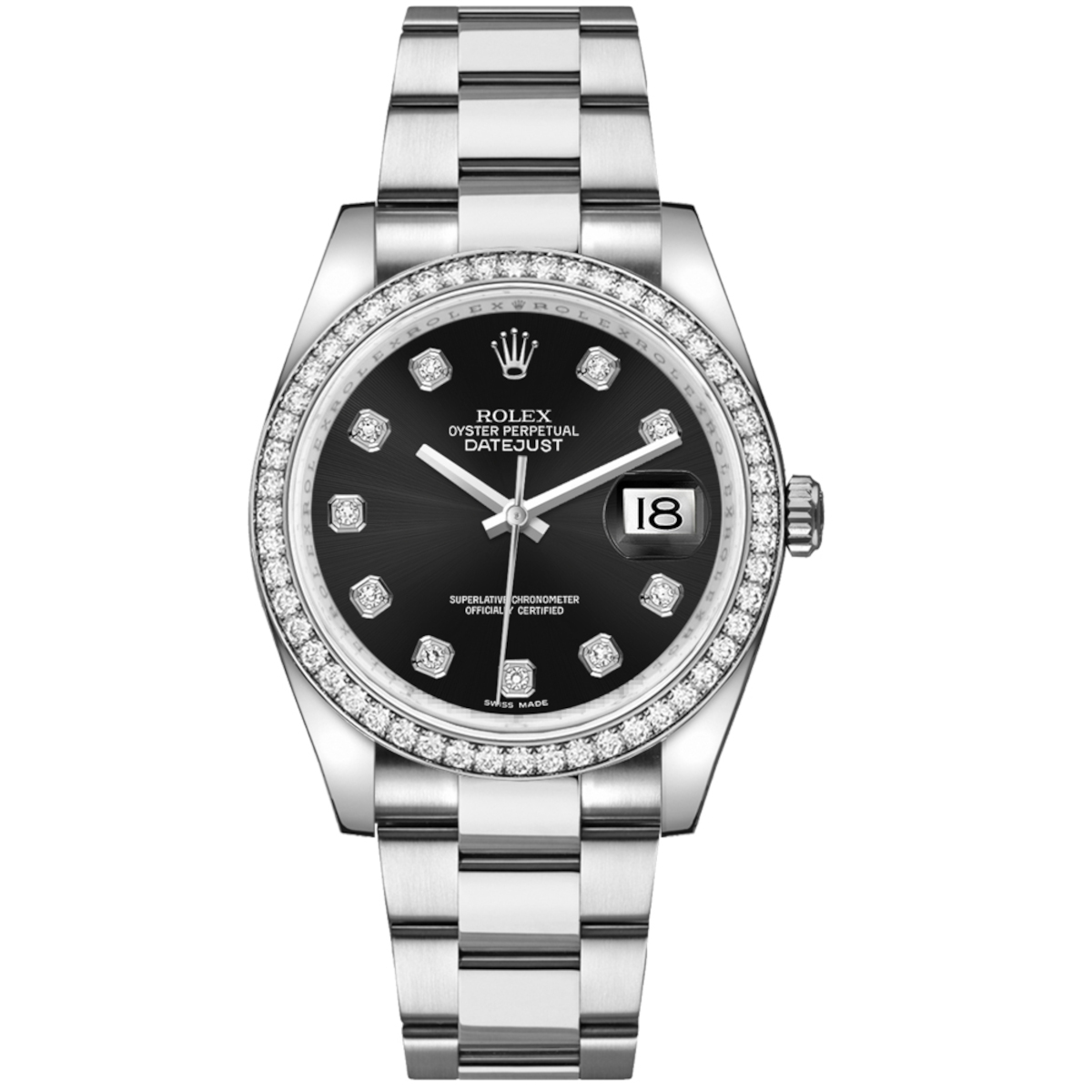 Rolex-116244-0017-blackdiamond-diamondset-oyster.jpg Rolex Datejust 36mm 116244-0017 Black Dial Oyster Bracelet - Image 1
