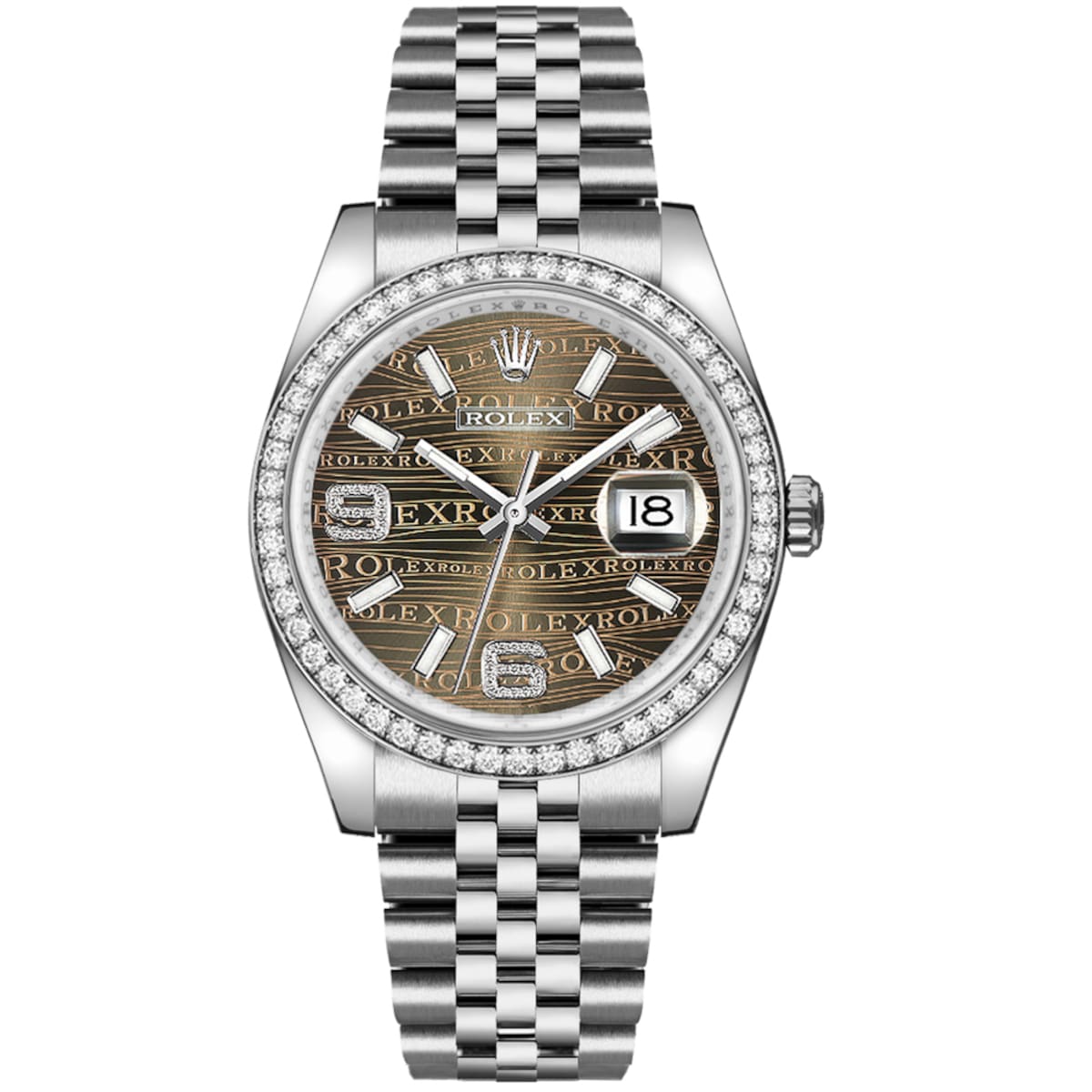 Rolex-116244-0034-bronzewavesarabicdiamond-diamondset-jubilee.jpg Rolex Datejust 36mm 116244-0034 Bronze Wave Pattern Dial Jubilee Bracelet - Image 1
