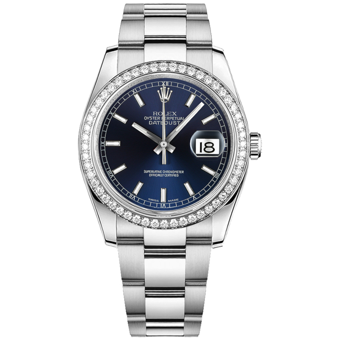 Rolex-116244-0048-blue-diamondset-oyster.jpg Rolex Datejust 36mm 116244-0048 Bright Blue Dial Oyster Bracelet - Image 1