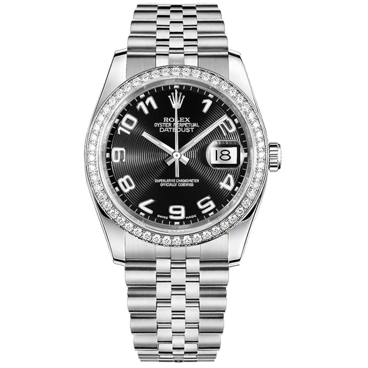 Rolex-116244-0066-blackarabic-diamondset-jubilee.jpg Rolex Datejust 36mm 116244-0066 Black Dial Jubilee Bracelet - Image 1