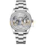 Rolex 116244 Datejust Silver Floral Diamond Bezel Stainless Steel Watch