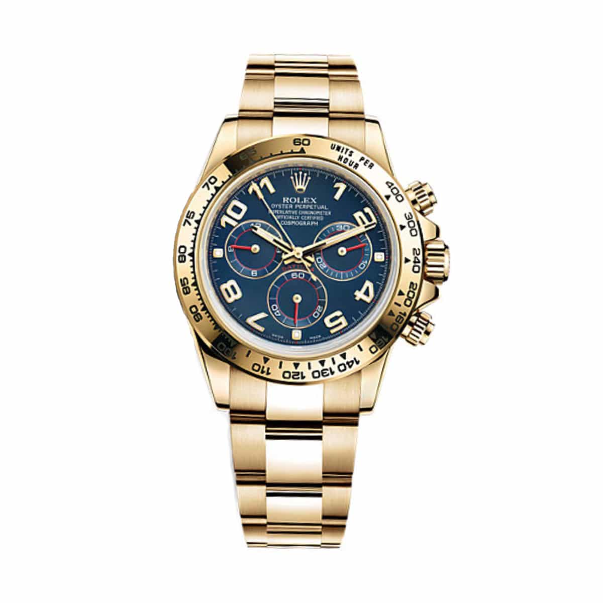 Rolex-116508-blue-arabic-1.jpg Rolex 116508 Cosmograph Daytona Blue Arabic Dial 18K Yellow Gold Oyster 40mm Watch - Image 1