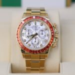 Rolex 116578SACO Daytona MOP Diamond Dial Orange Sapphire Bezel Yellow Gold Oyster Bracelet 40mm Watch - Image 2