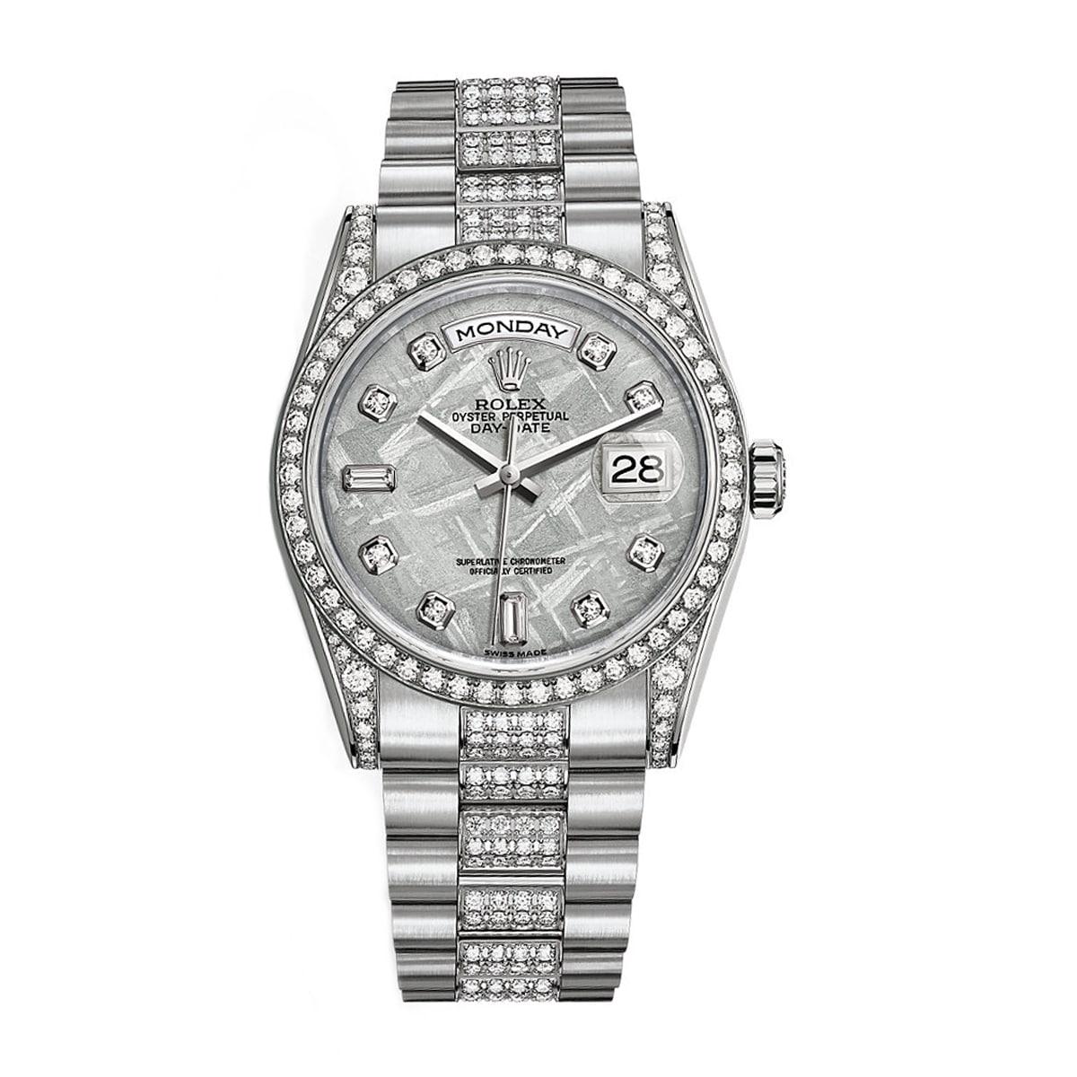 Rolex-118389-meteriote-WR-diamond-president.jpg Rolex Day-Date 118389 Meteorite Diamond Dial White Gold Diamond President Bracelet 36mm Watch - Image 1
