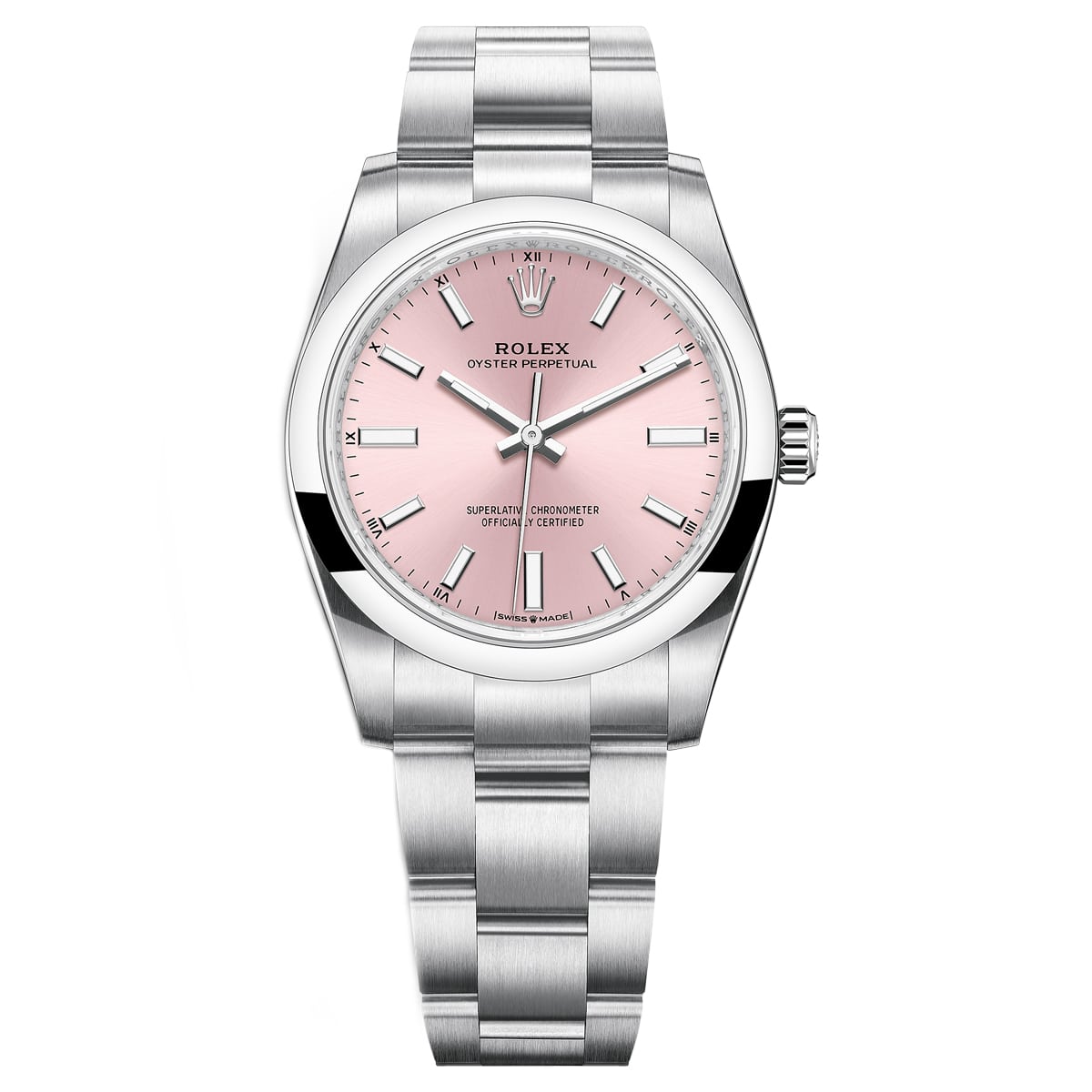 Rolex-124200-Pink.jpg Rolex 124200-0004 Oyster Perpetual 34mm Pink Dial Oyster Stainless Steel Bracelet Watch - Image 1
