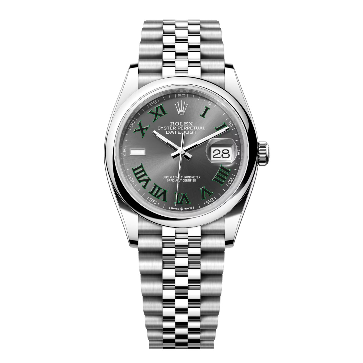 Rolex-126200-0017-slateroman-domed-jubilee.jpg Rolex Datejust 126200-0017 Oyster Perpetual 36 mm Wimbledon Dial Jubilee Stainless Steel - Image 1