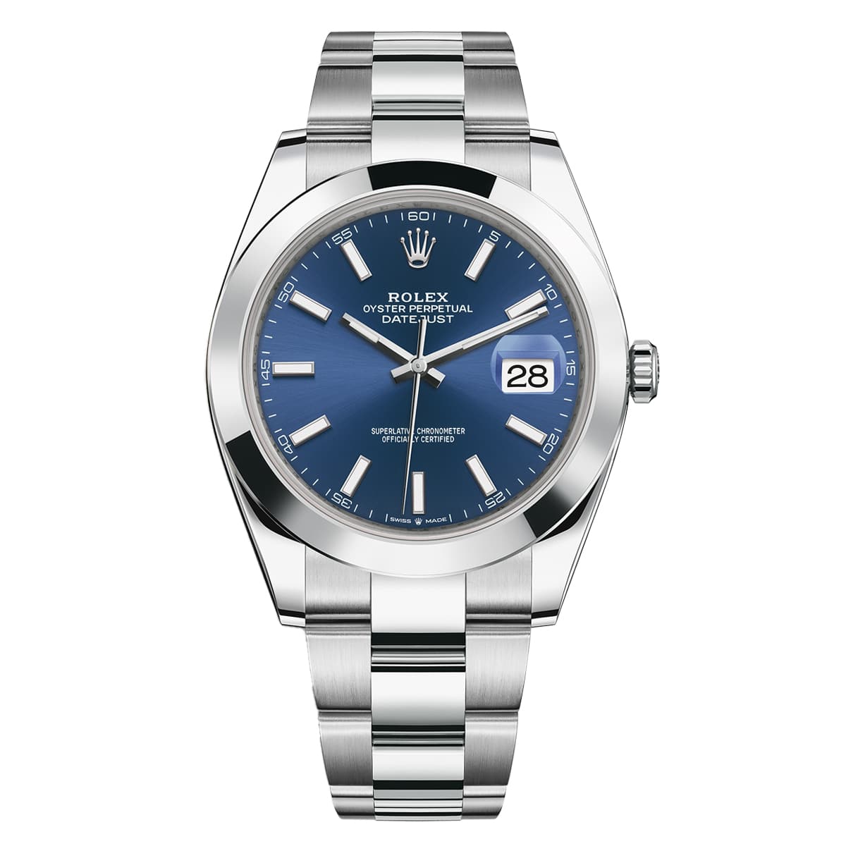 Rolex-126200-blue-index-oyster.jpg Rolex Datejust 126300 41mm Smooth Bezel Blue Index Dial Oyster Bracelet Watch - Image 1