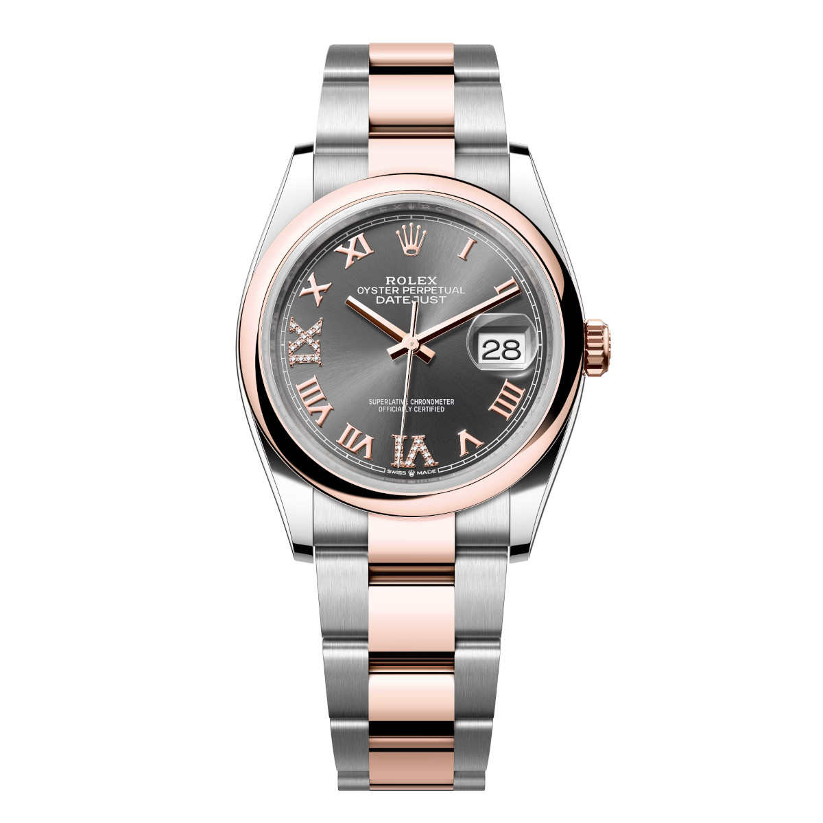 Rolex-126201-0024-slateromandiamond-domed-oyster.jpg Rolex Datejust 126201-0024 Slate 36mm Dial Oyster Bracelet Watch - Image 1