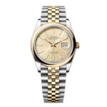 Rolex Datejust 126203-0039 Golden Fluted Dial 36mm Domed Bezel Jubilee Bracelet