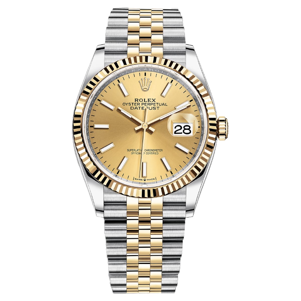 Rolex-126233-champ-stick-1.jpg Rolex Datejust 126233-0015 Champagne 36mm Dial Jubilee Bracelet Watch - Image 1