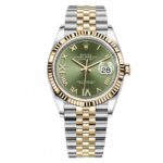 Rolex Datejust 126233-0025 Olive-green Roman Diamond Dial Two-Tone Jubilee Bracelet